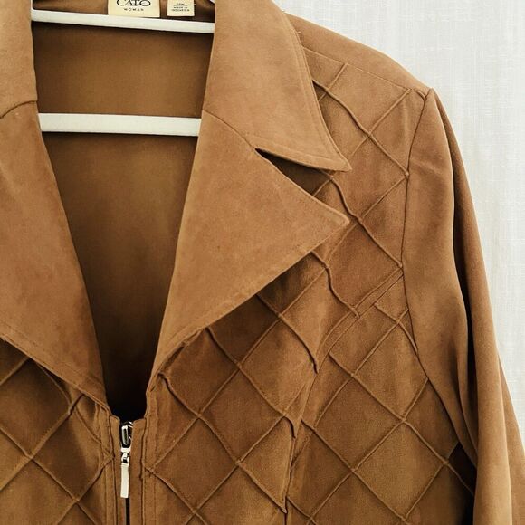 Cato Brown Soft Lightweight Textured Zip up Jacket Plus Size 18W - Picture 6 of 11